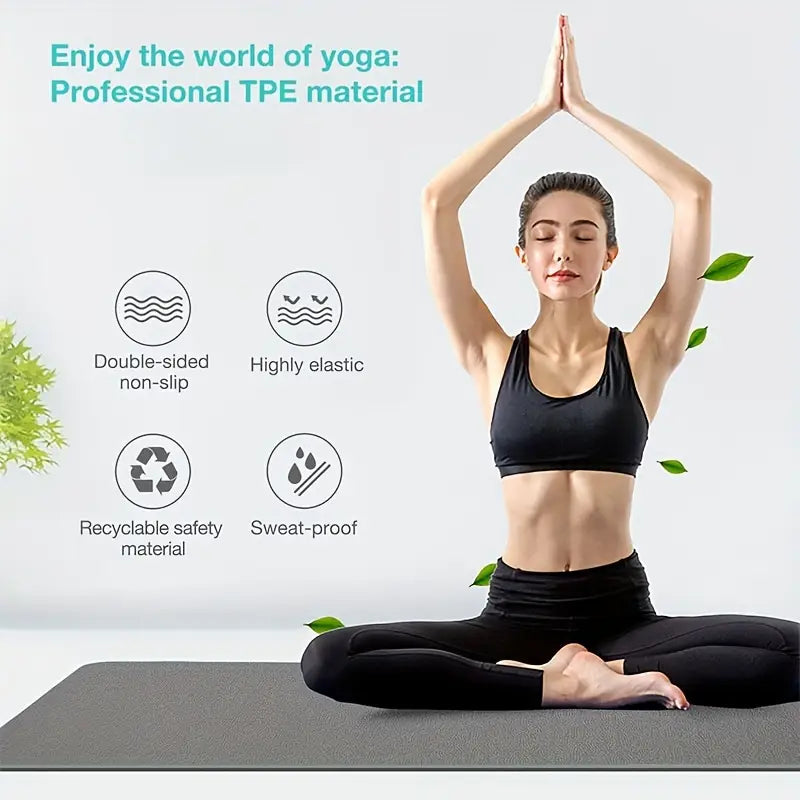 TPE Yoga Mat – 180 × 57 cm, Non-Slip Textured Surface, Lightweight – Solid Colour