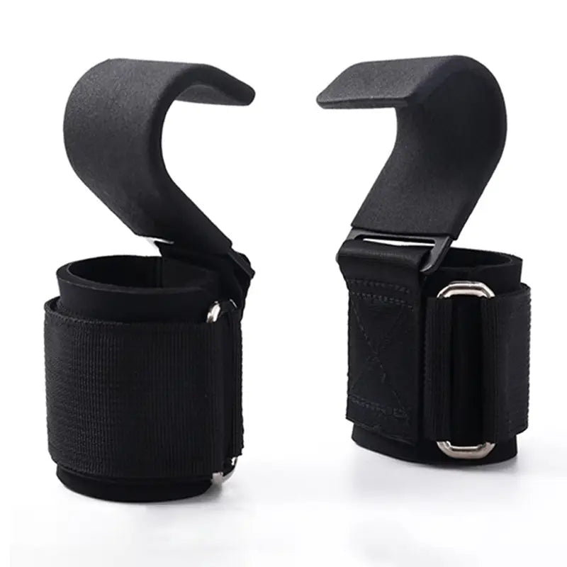 Weightlifting Wrist Hooks (Pair) – PC and PU with Padded Strap