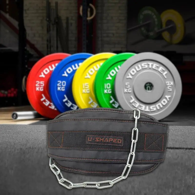 Weightlifting Dip Belt with 72 cm Steel Chain and Carabiners