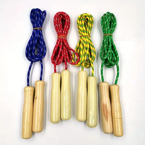Jump Rope 4-Pack – Polyester with Wooden Handles, 210 cm Length