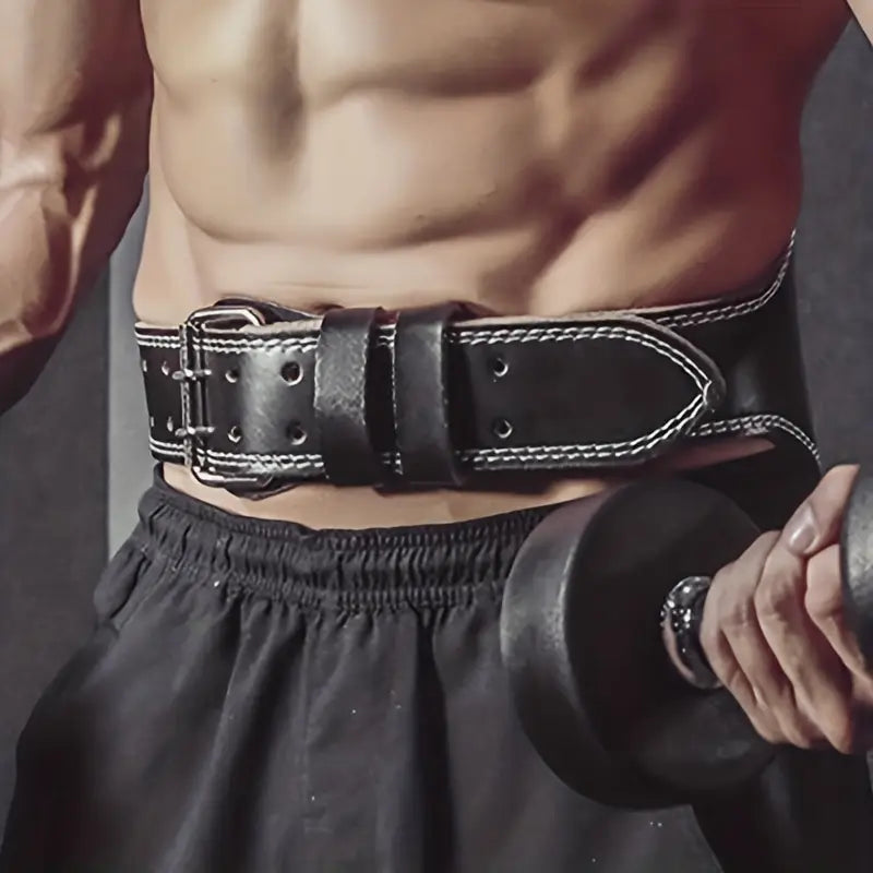 Adjustable Weightlifting Belt – Leather, Dual-Width 10/15 cm