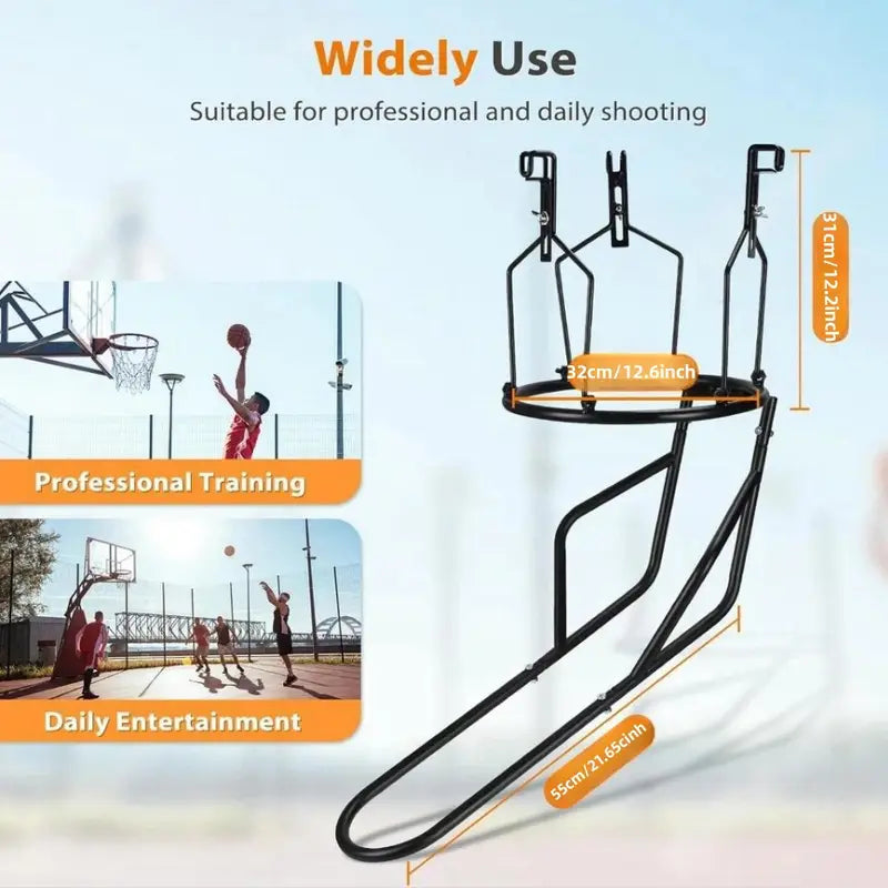 Basketball Return Trainer – 3-Hook Rebound Attachment for 18" Rims