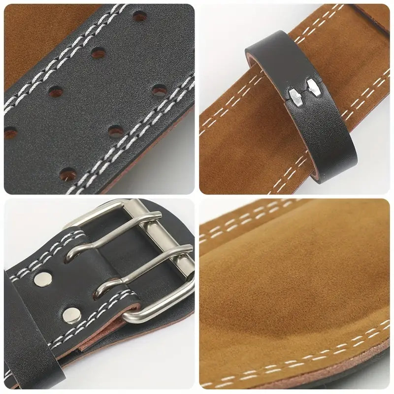 Adjustable Weightlifting Belt – Leather, Dual-Width 10/15 cm