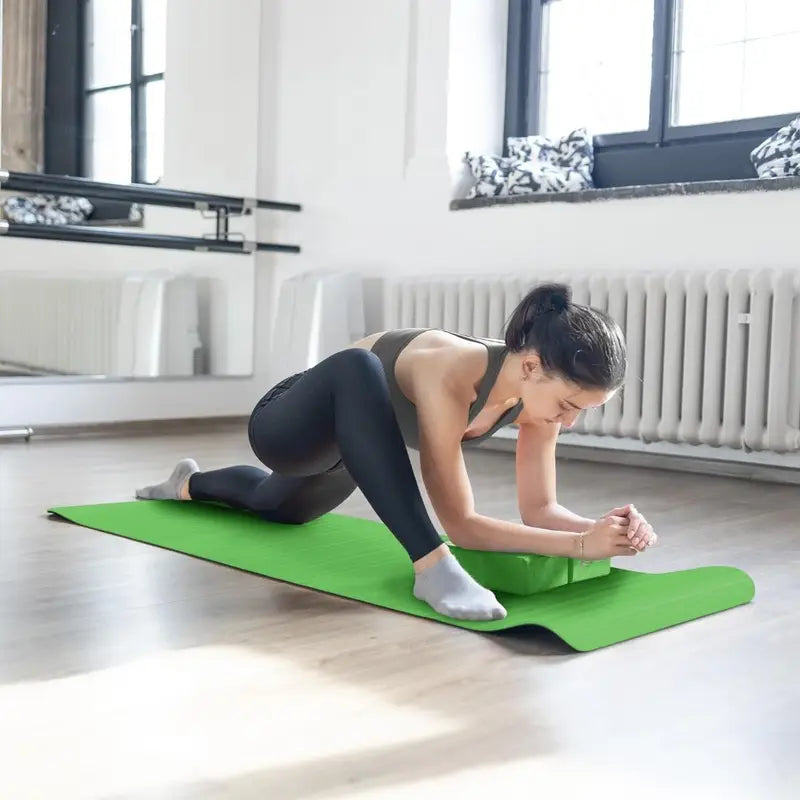 BalanceFrom 7-Piece Yoga Set – Mat, Blocks, Towels, Strap, Knee Pad – PVC, 71 × 24 in Mat – Green
