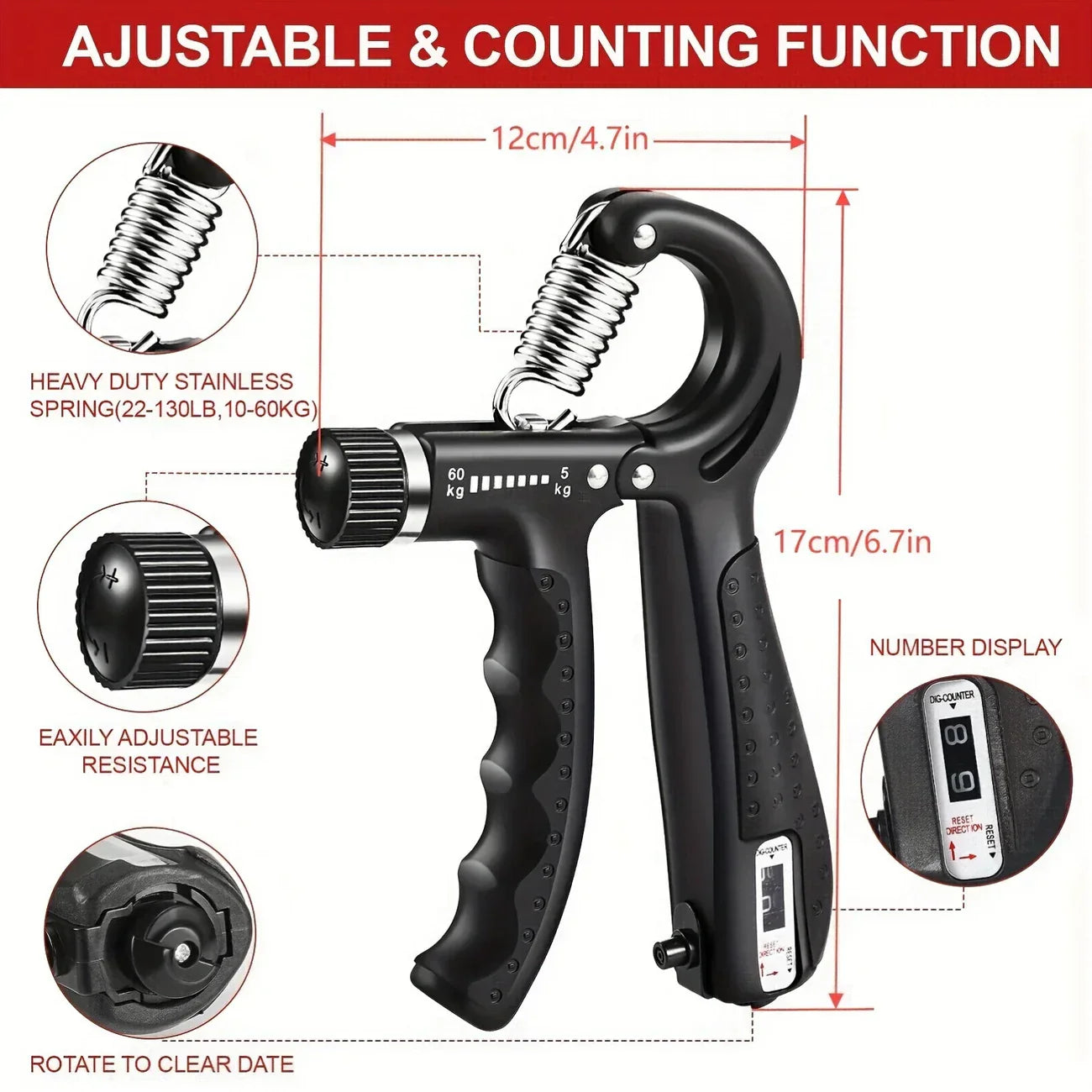 Hand Grip Strength Trainer Kit (5-Piece)