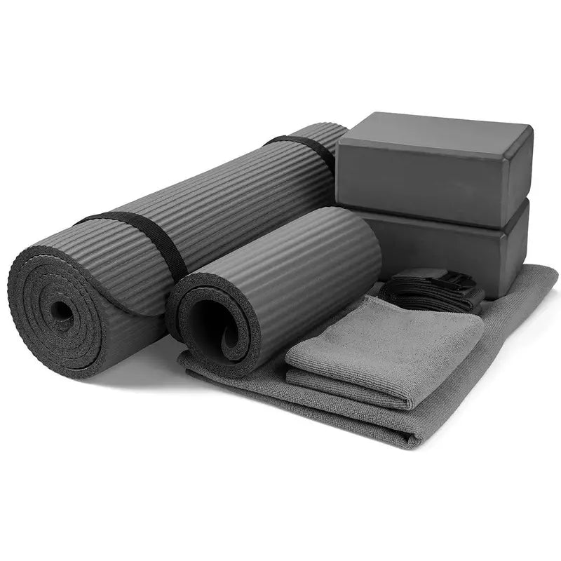 BalanceFrom 7-Piece Yoga Set – Mat, Blocks, Towels, Strap, Knee Pad – PVC, 71 × 24 in Mat