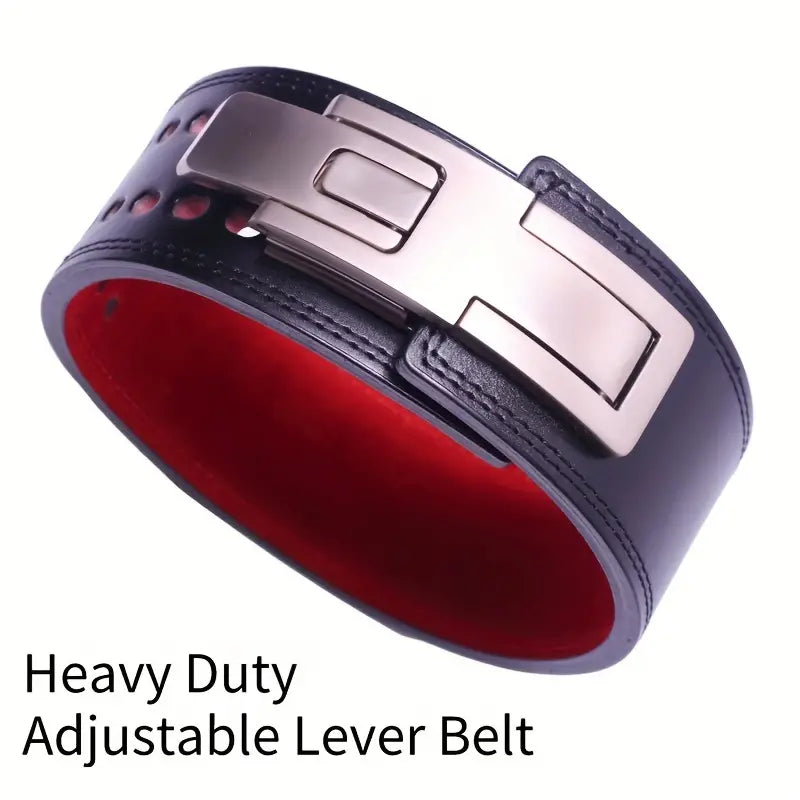 Adjustable Weightlifting Belt – PU Leather, Lever Buckle