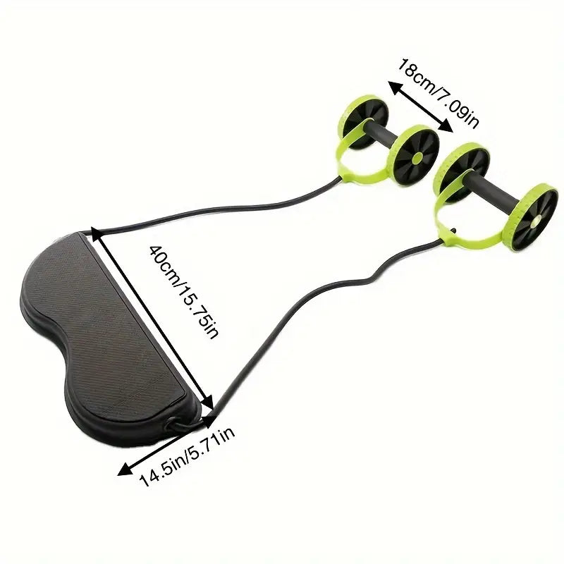 Ab Roller with Kneeling Pad and Tension Rope – 40 × 18 cm, PP/ABS/TPR – Green, Pink