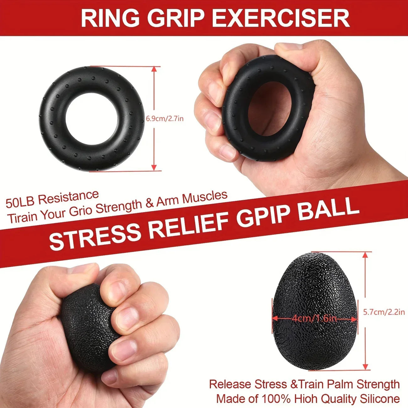 Hand Grip Strength Trainer Kit (5-Piece)