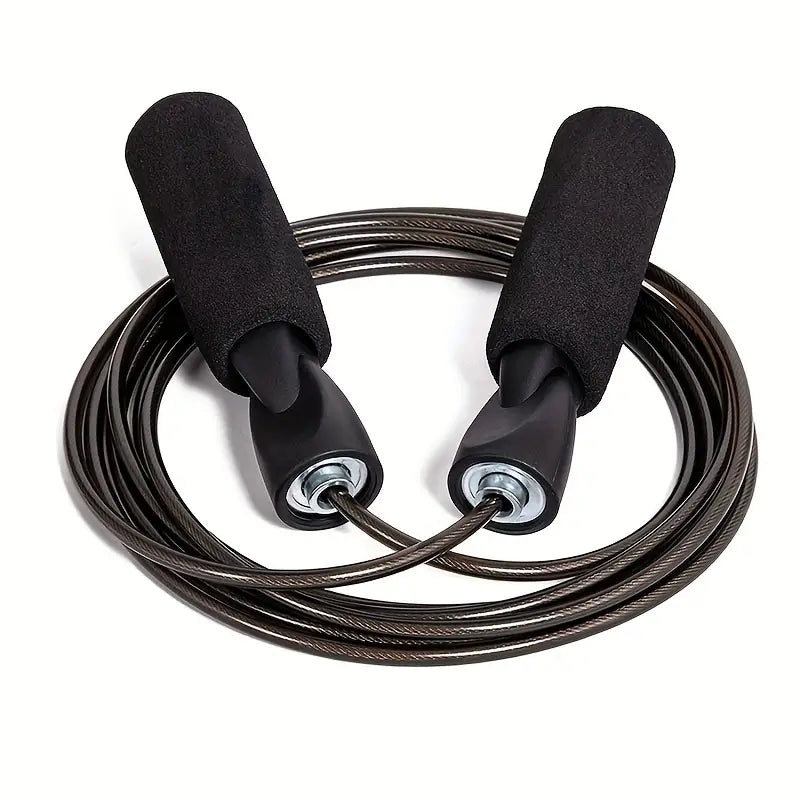 Adjustable Jump Rope – Steel Cable with PVC Coating, Ball Bearings, 259 cm – Black