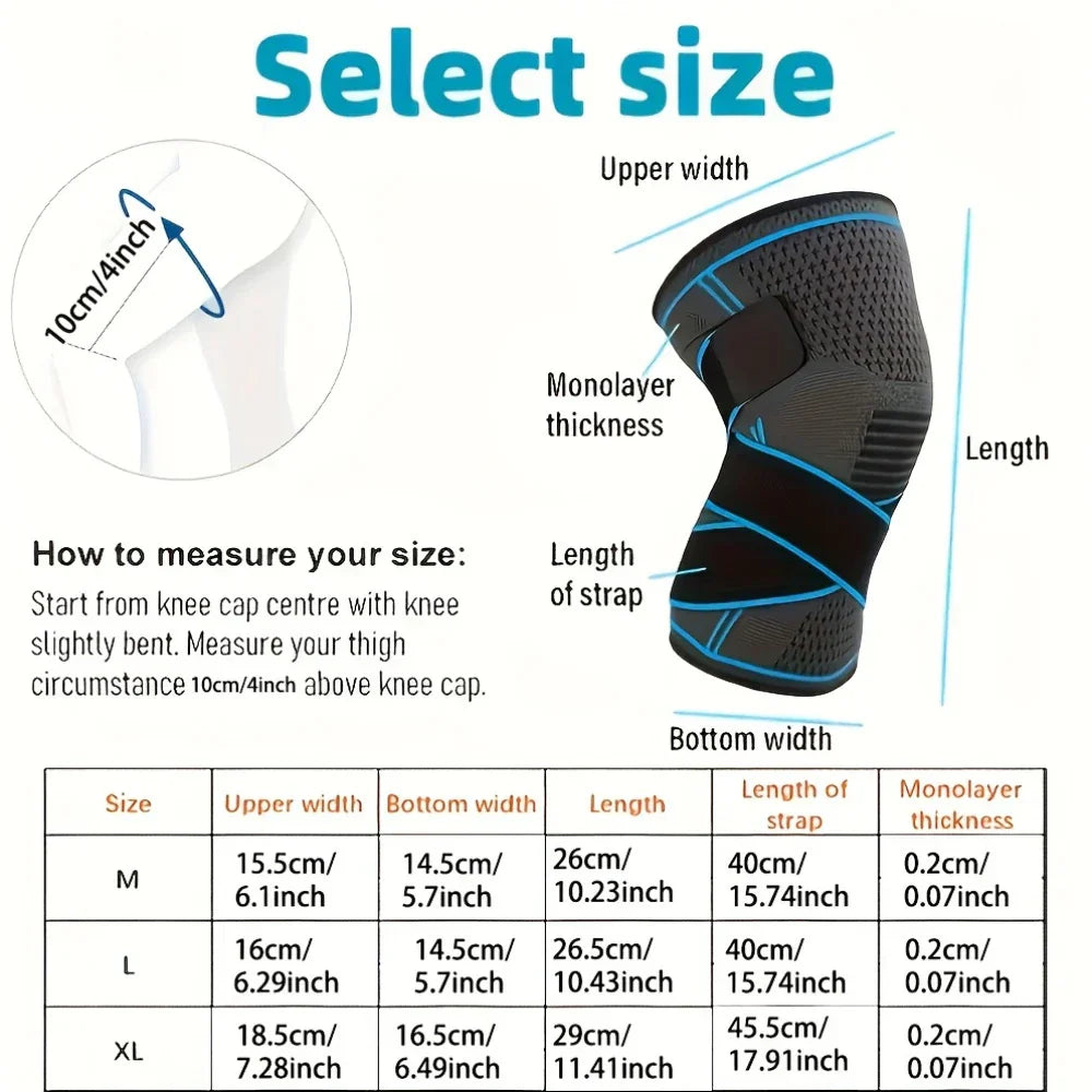 Knee Compression Sleeves (2-Pack) with Adjustable Straps