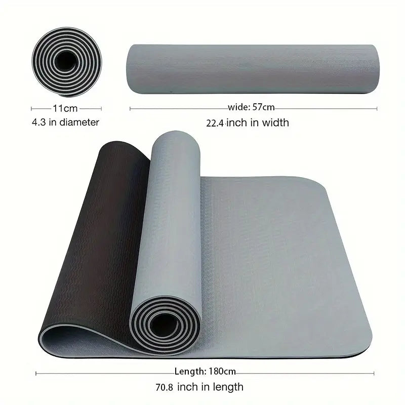 TPE Yoga Mat – 180 × 57 cm, Non-Slip Textured Surface, Lightweight – Solid Colour