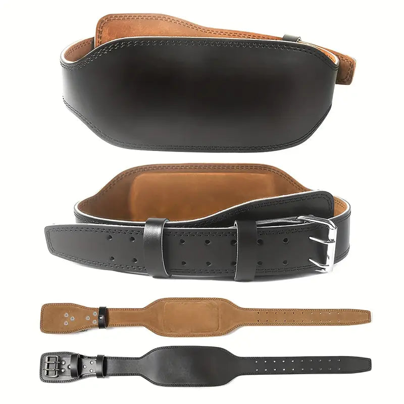 Adjustable Weightlifting Belt – Leather, Dual-Width 10/15 cm