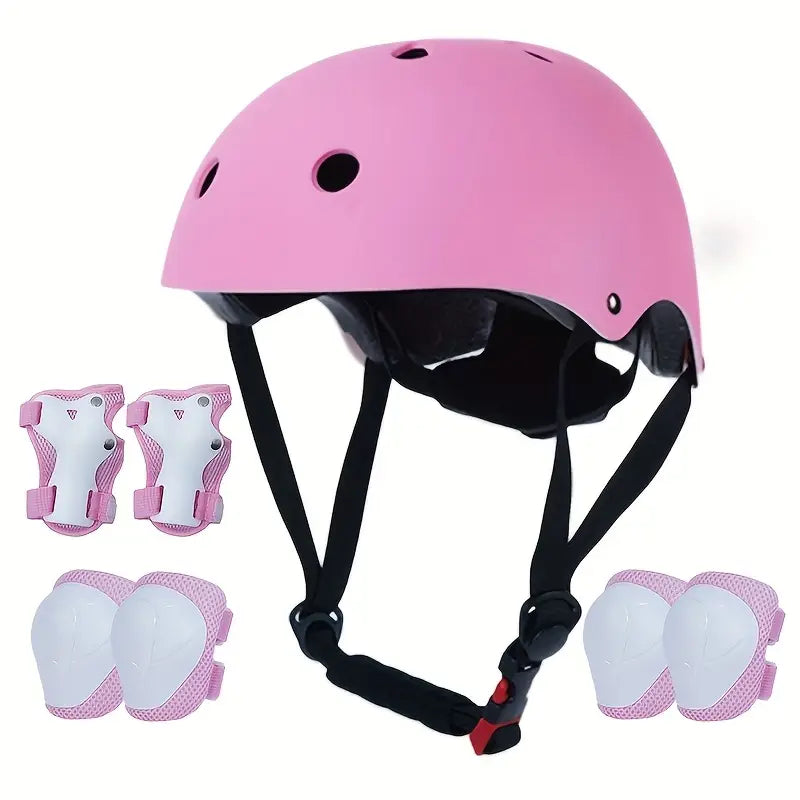 Kids Protective Gear Set – Helmet, Knee Pads, Elbow Pads, Wrist Guards – Adjustable