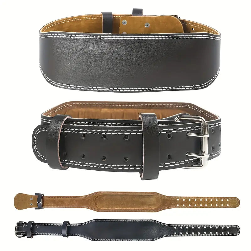 Adjustable Weightlifting Belt – Leather, Dual-Width 10/15 cm