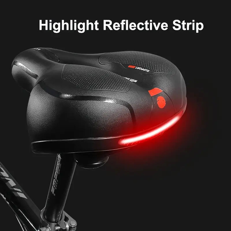 Bike Seat with Shock Absorption – 25 × 20 cm, PU and Silicone, Airflow Cutout – Black