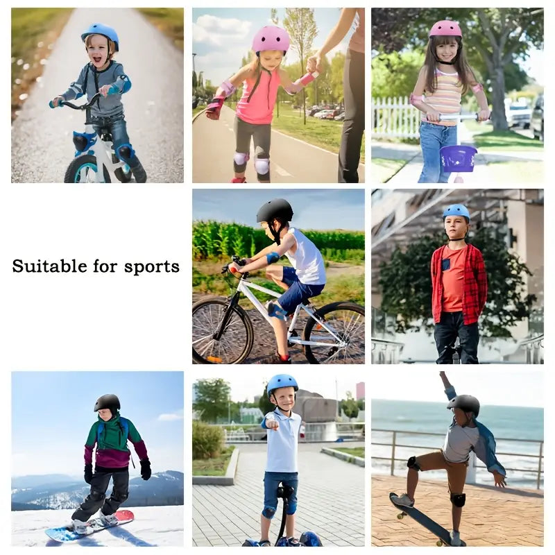 Kids Protective Gear Set – Helmet, Knee Pads, Elbow Pads, Wrist Guards – Adjustable