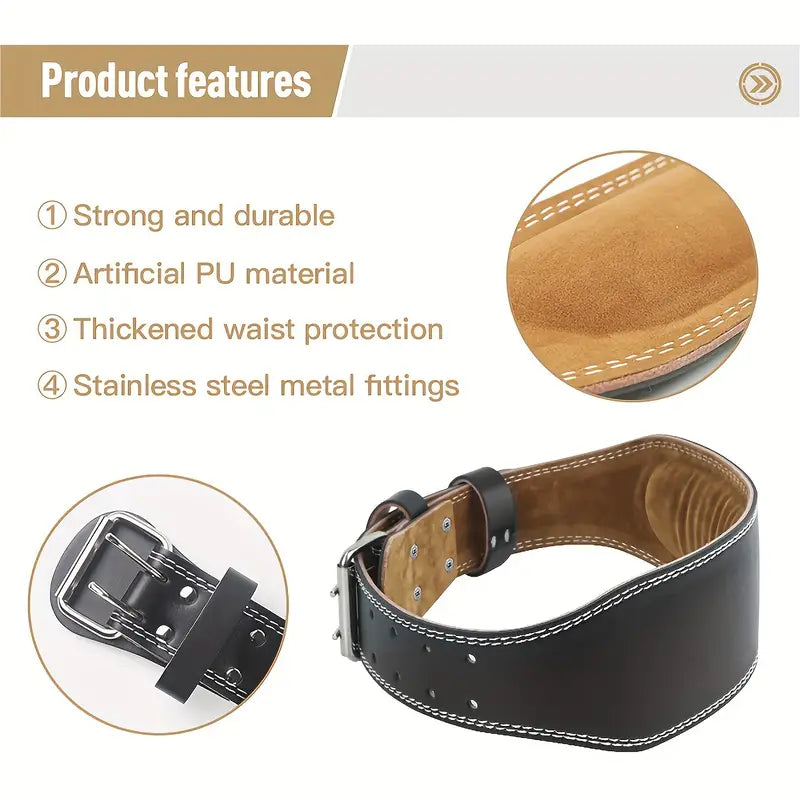 Adjustable Weightlifting Belt – Leather, Dual-Width 10/15 cm