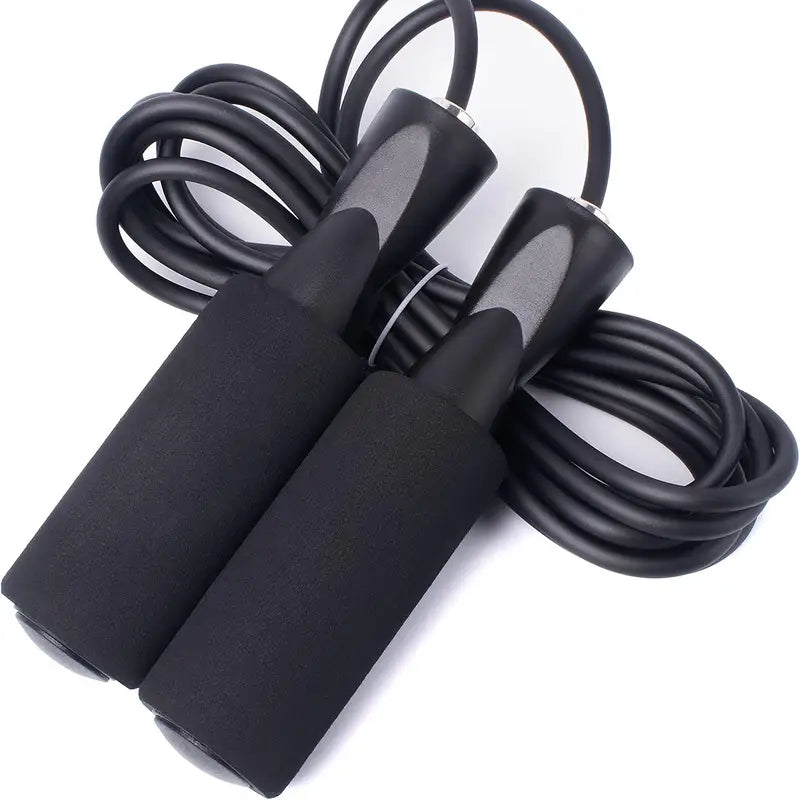 Adjustable Jump Rope – Steel Cable with PVC Coating, Ball Bearings, 259 cm – Black