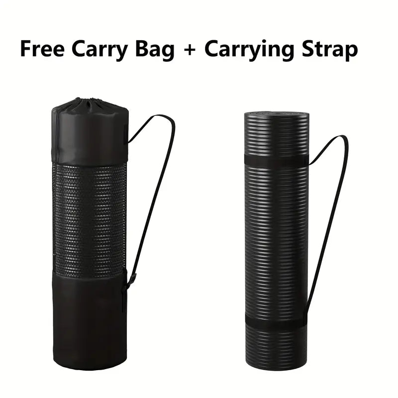 Readaeer Rubber Yoga Mat – 183 × 61 cm, 0.4 in Thick, Non-Slip, with Carrying Strap and Bag