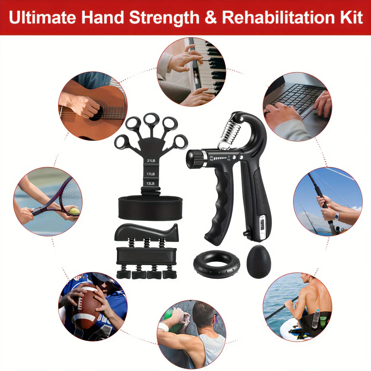 Hand Grip Strength Trainer Kit (5-Piece)