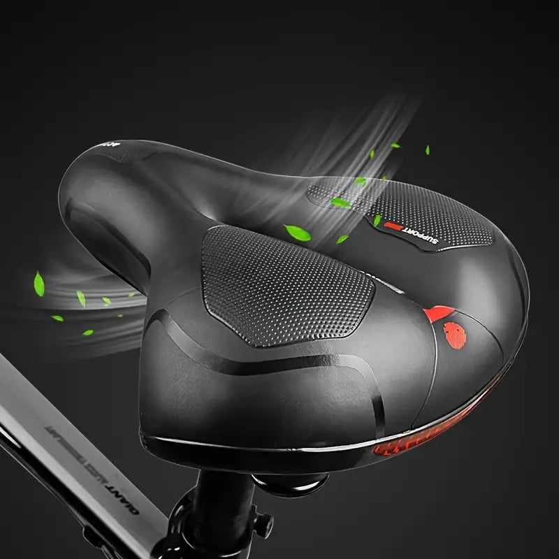 Bike Seat with Shock Absorption – 25 × 20 cm, PU and Silicone, Airflow Cutout – Black