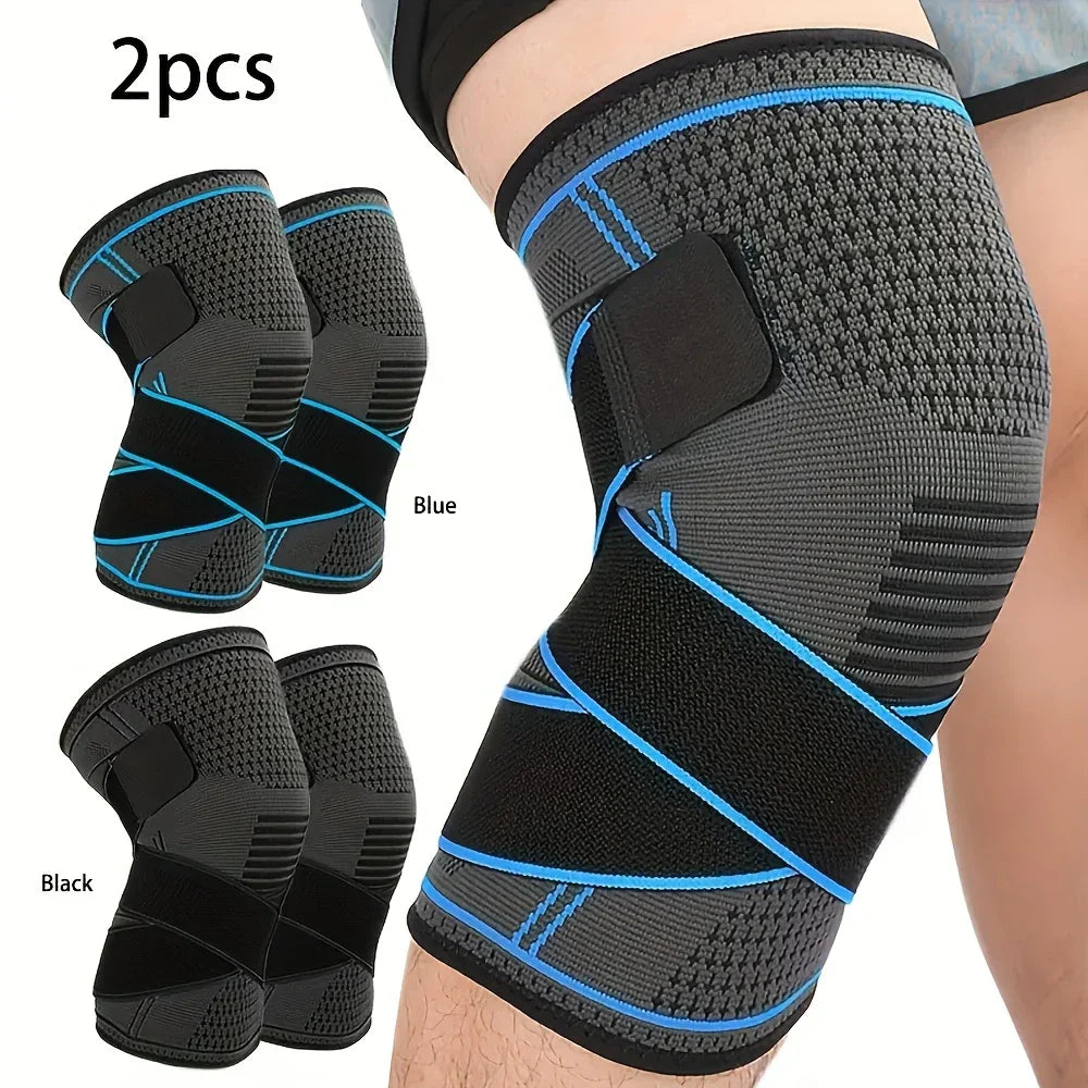 Knee Compression Sleeves (2-Pack) with Adjustable Straps