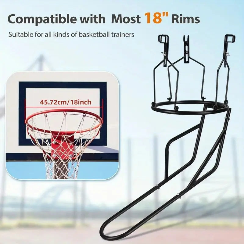 Basketball Return Trainer – 3-Hook Rebound Attachment for 18" Rims
