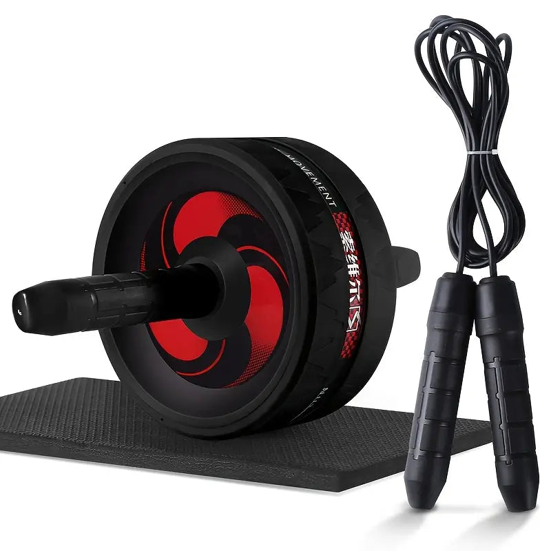Ab Roller with Foam Handle – 16.5 cm Diameter, 33 cm Handle – Black, Pink