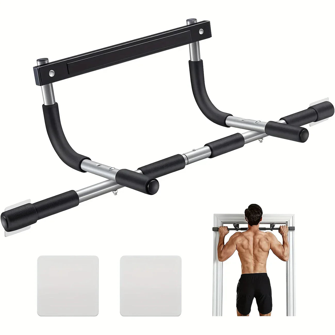 Multi-Grip Doorway Pull-Up Bar – Tungsten Steel, 181 kg Capacity